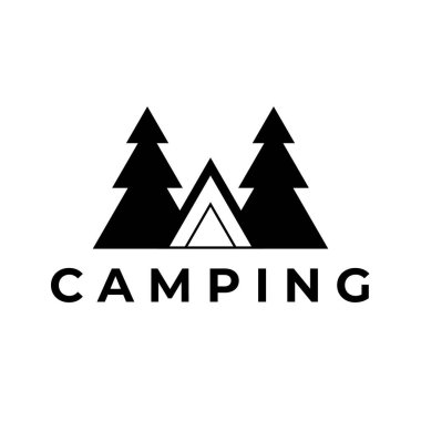 Kamp ve açık hava macera logosu vintage vektör illüstrasyon tasarımı
