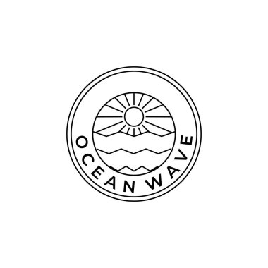 Okyanus, deniz dalgaları çizgisi sanat vektör simgeleri, semboller çizim tasarımı