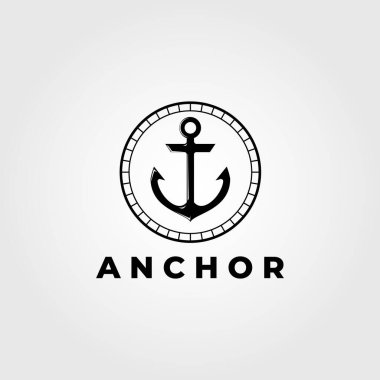 Amblem Çapa Gemisi Logo Vektör Tasarımı Çizimi