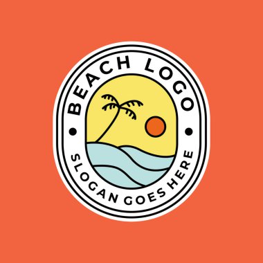 Plaj amblemi logo vektör palmiye ağacı grafik tasarımı