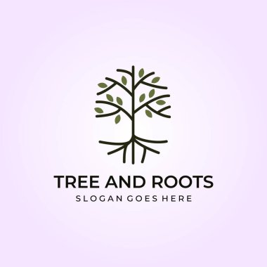 Doğa ağacı çizgisi sanat logosu vektör simgesi tasarımı