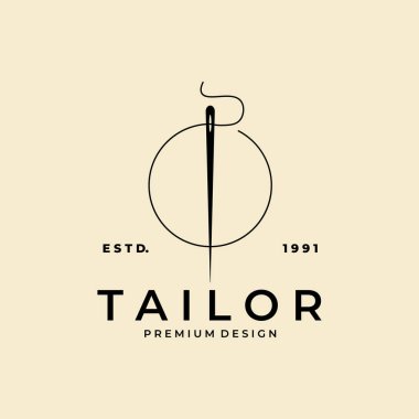 İplik vektör logosu simgesi olan iğne. Konsept sembolü ya da tasarım ögesi dikilüyor