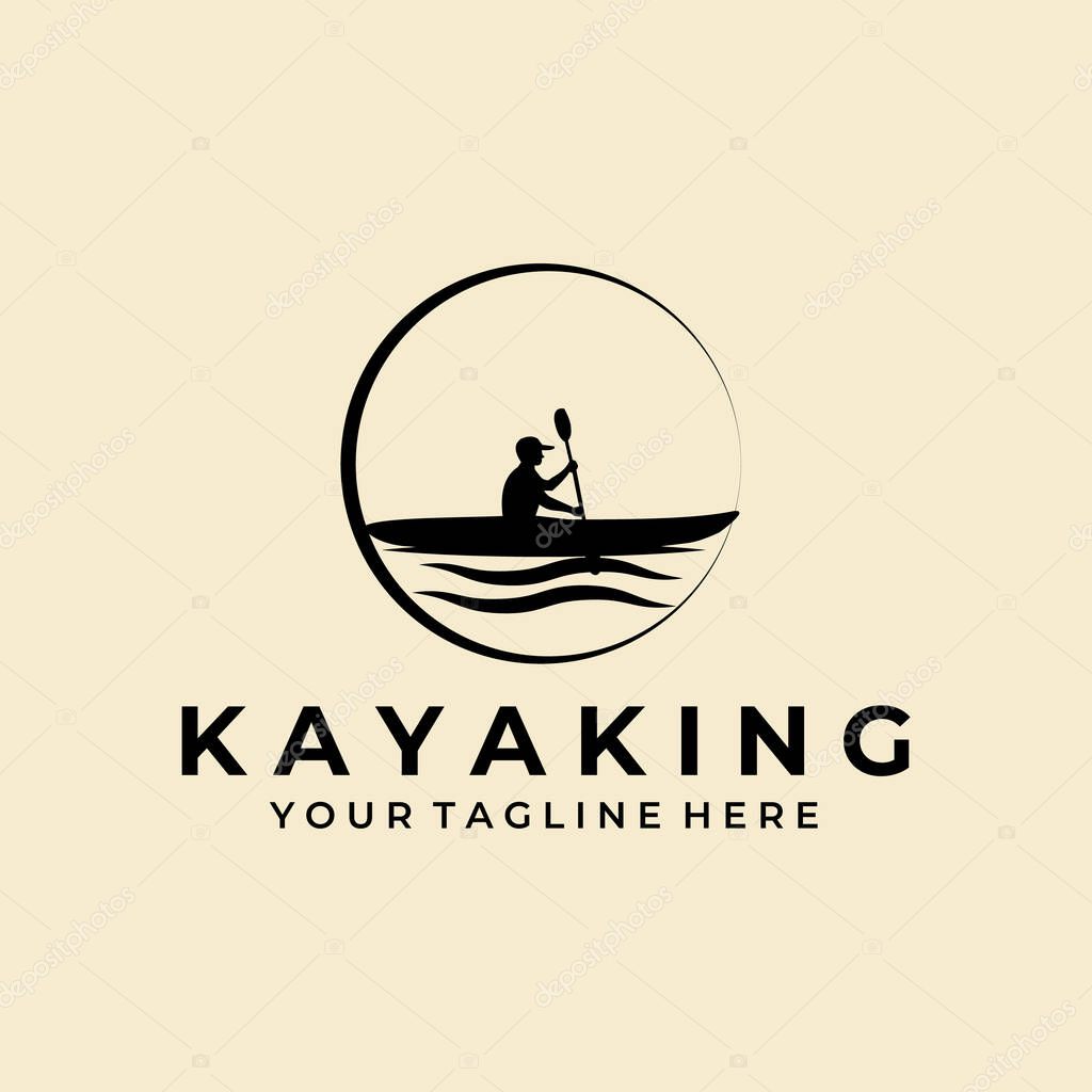 Kayak sport silhouette logo vector design template