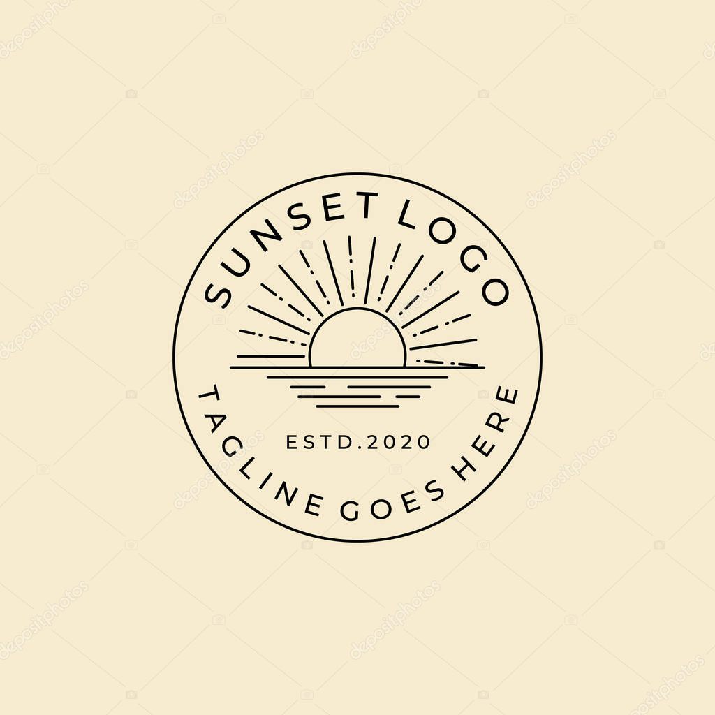Sunset badge logo icon vector symbol illustration design