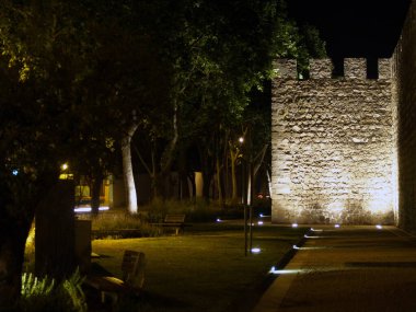 Vora 'nın antik duvarının çarpıcı bir gece manzarası, güzel aydınlatılmış, etrafını çevreleyen ağaçlar ve çalılar tarihi cazibeyi artırıyor. Portekiz 'in mirasının özünü yakalamak için mükemmel..