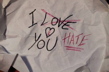 crumpled sheet of paper, with the writing, 