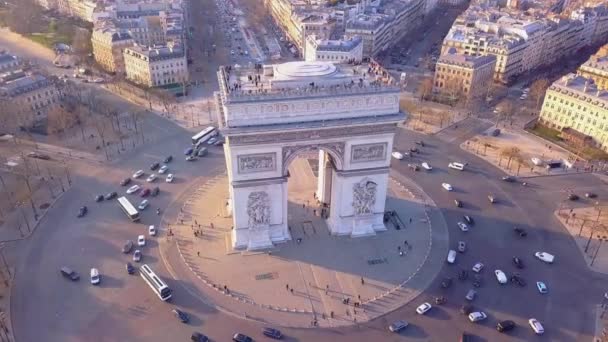 Arc Triomphe Aerial Paris France — 图库视频影像