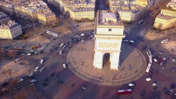 Arc Triomphe Aerial Paryż Francja — Wideo stockowe