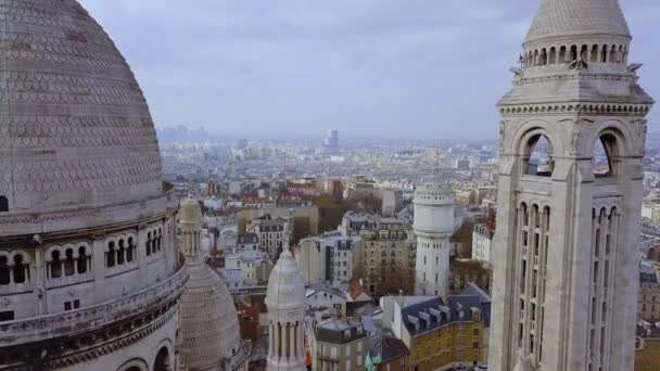 Vue Aérienne Rapprochée Basilique Sacré Cœur Paris Montmartre — Video