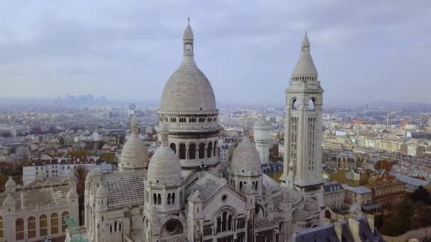 Vue Aérienne Basilique Sacré Cœur Paris Montmartre Droite Gauche — Video
