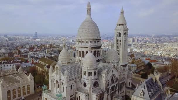 Grandezza Parigina Svelata Una Rivelazione Drone Sacr Coeur Montmartre — Video Stock
