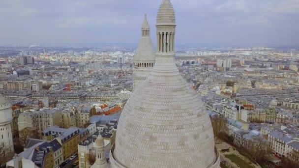 Pariser Majestät Enthüllt Drohnenabsturz Über Sacr Coeur Und Montmartre — Stockvideo