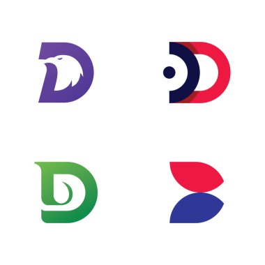 D harfi logo simge tasarım şablonu 
