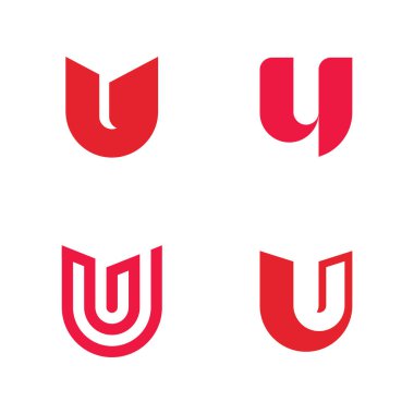 U Letter logo tasarım şablon elementleri