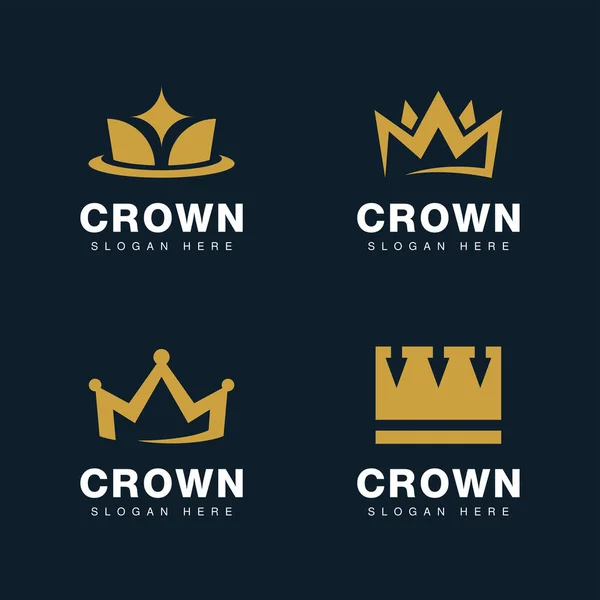 Kroon Logo Royal King Queen Vector Symbool — Stockvector