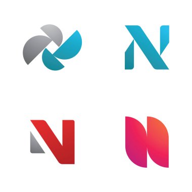 N harfi logo şablon elementleri