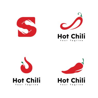 Baharatlı kırmızı biber logo vektörü, kırmızı biber simge şablonu