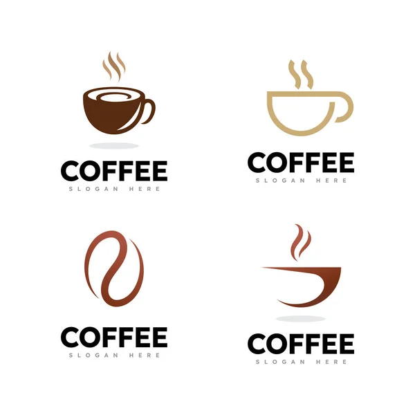 Koffie Logo Vector Pictogram Ontwerp — Stockvector