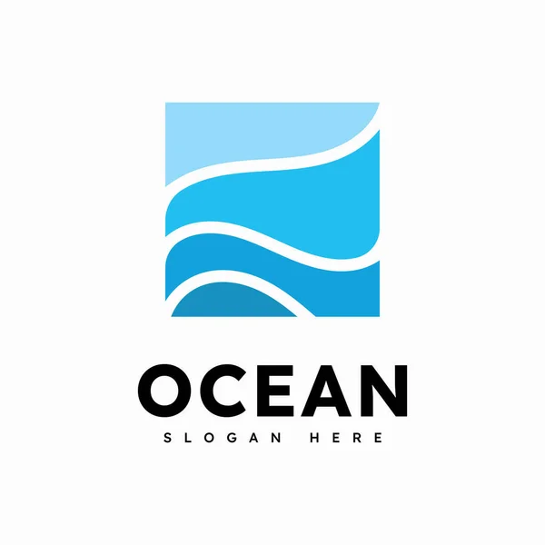  Okyanus Dalgası Logo Şablonu Vektörü, Okyanus basit ve modern logo tasarımı