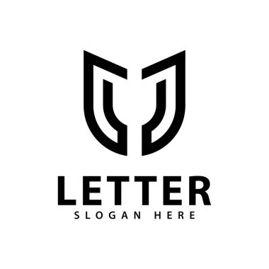 U Letter logo tasarım şablon elementleri