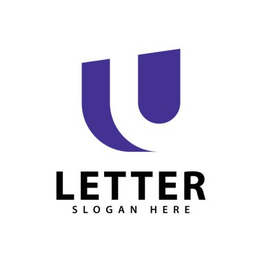 U Letter logo tasarım şablon elementleri