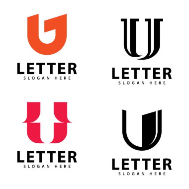 U Letter logo tasarım şablon elementleri