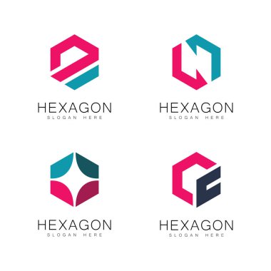 Çokgen Altıgen Logo Vektörü ve sembol