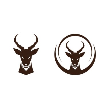 Antilop baş logosu Vahşi Hayvanlar Vektör illüstrasyonu
