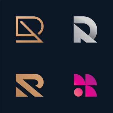 R harfi logo tasarımı logo şablonu, yaratıcı R logo vektör sembolü