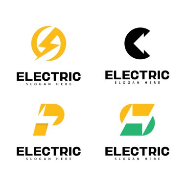 Elektrik logo simgesi şablon tasarımı