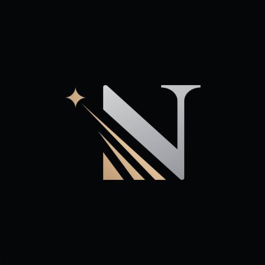 Yıldız Simgesi ile Yaratıcı N Harfi, Soyut Vektör Logosu