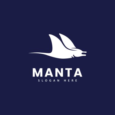 Minimalist Manta Ray Vector Logo İllüstrasyonu