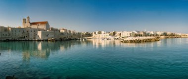 Giovinazzo limanı ve Katedral, Apulia, İtalya 'nın hakim olduğu eski kasaba