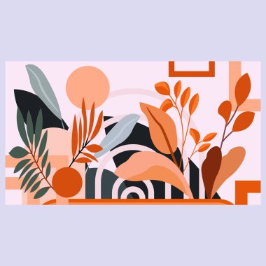 Bu canlı ve soyut sanat eseri, görsel olarak büyüleyici bir sahne yaratan organik ve geometrik elementlerin uyumlu bir karışımını içeriyor.