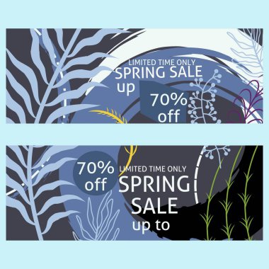 Üzerinde çiçek açan bir pankart. Unutma beni. Karanlık arka planda bitkiler yok. Sosyal ağlar için afiş, açık hava reklamcılığı. Çok gerçekçi çiçekler, gerçek çiçekler kullanarak elde çizilmiş vektör.