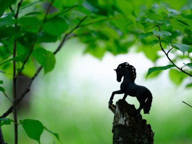 At figürü ve yeşil orman