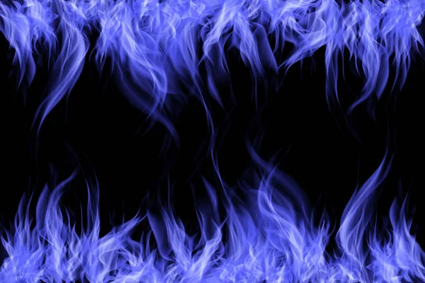 Kék Tűz Fekete Háttér — Stock Fotó
