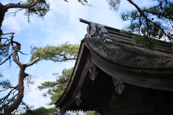 Japanese old roof and blue sky