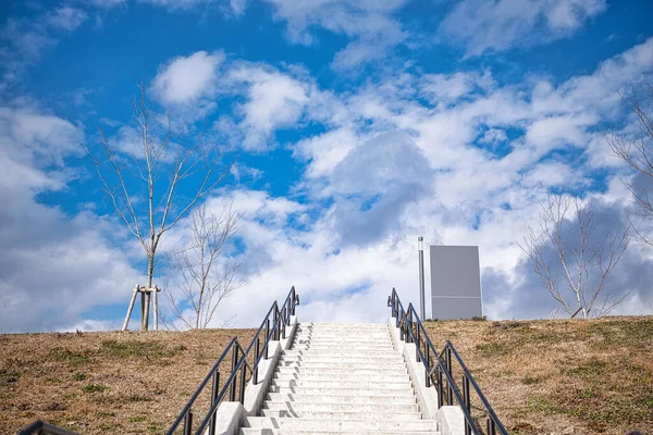 blue sky and stairs in Japan