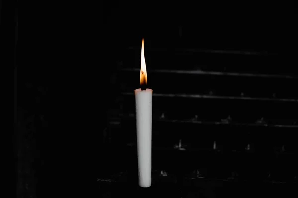 Lighted Candle Black Background — Stock Photo, Image