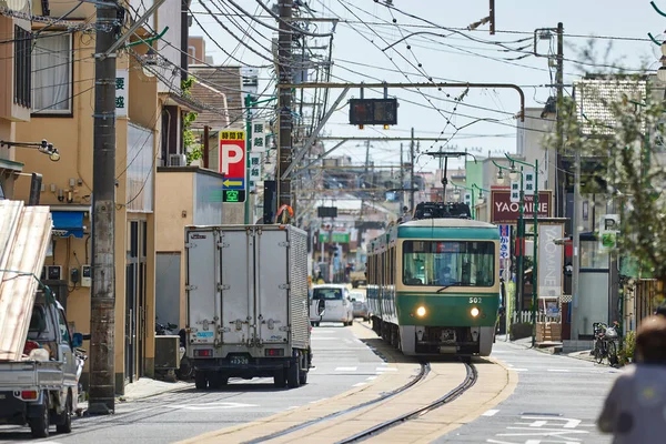 Enoden Vonat Kamakura Japánban — Stock Fotó