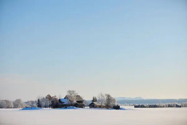 Cielo Blu Inverno Hokkaido — Foto Stock