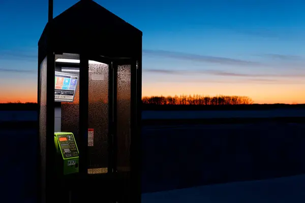 Telephone Booth Winter Morning — Stock Photo, Image