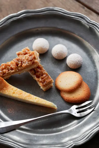 stock image Baked goods on a silver plate