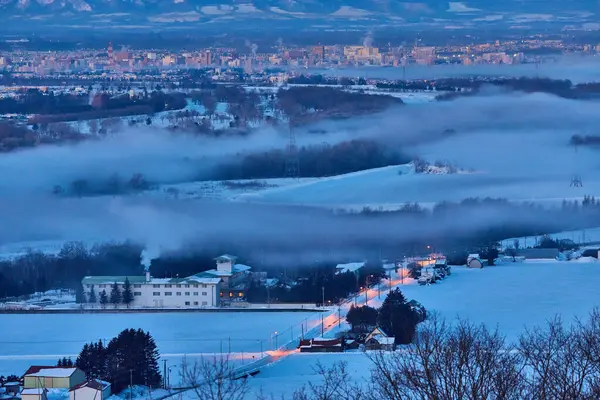  Kışın soğuk sis Hokkaido