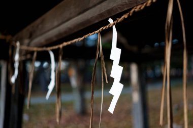 Japon tapınağında beyaz fenerler.