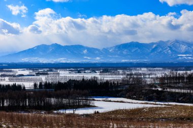 tokachi plain in winter hokkadio clipart