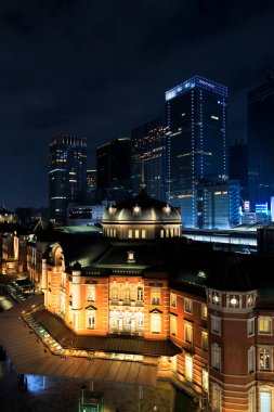 Japonya 'daki Tokyo istasyonu gece görüşü