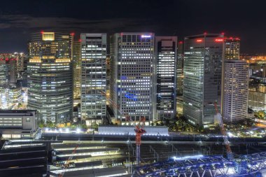 Shinagawa İstasyonu 'nun yanındaki gece görüşü