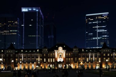 Japonya 'daki Tokyo istasyonu gece görüşü
